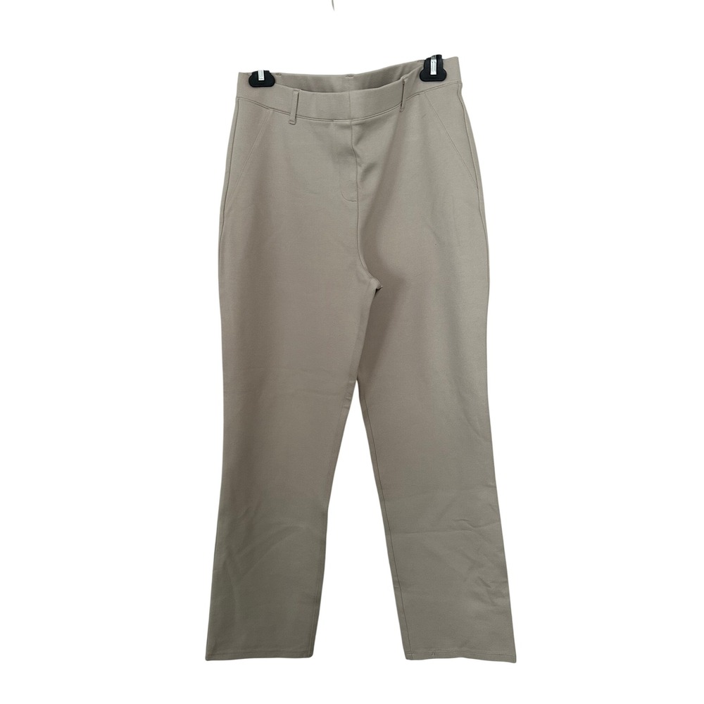 Quince Ultra-Stretch Ponte Straight Leg Pants Beige Sand High Rise Womens Large